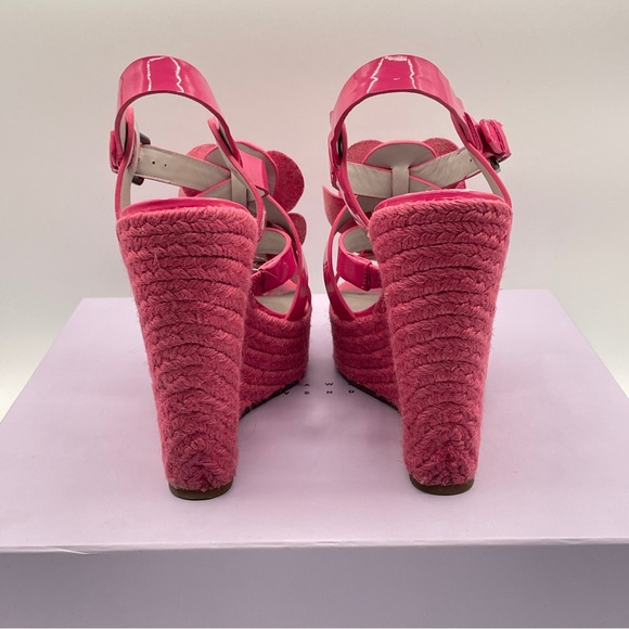 Vera Wang Lavender Penny WedgeEspadrilles 5.5”Sandal Floral PinkPatent Woman 7.5 - Picture 4 of 11